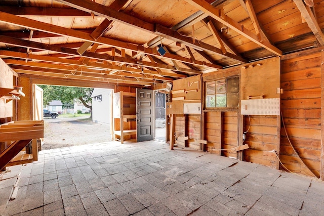 5704 N Milton St, Spokane, WA 99205 - garage featuring wood ceiling and wood walls