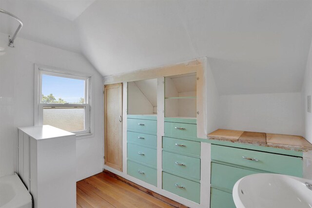 3504 W 2nd Ave, Spokane, WA 99224 - bathroom with lofted ceiling and wood finished floors