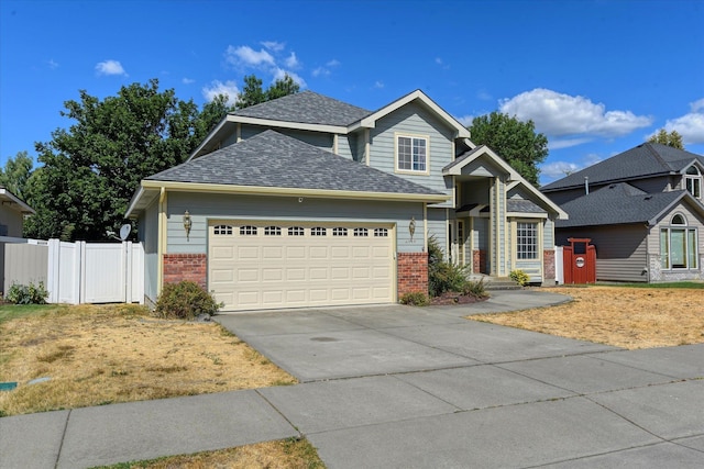 6919 N Pine Rock Pl, Spokane, WA 99208 - craftsman-style home with brick siding, a garage, concrete driveway, and a shingled roof