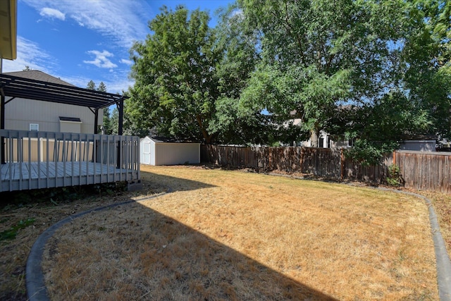 6919 N Pine Rock Pl, Spokane, WA 99208 - fenced backyard featuring a shed and a deck