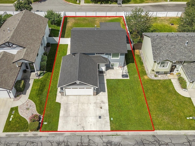 17609 E 2nd Ln, Spokane Valley, WA 99016 - aerial perspective of suburban area featuring property boundaries highlighted