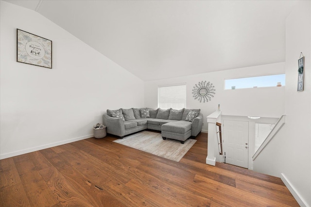 17609 E 2nd Ln, Spokane Valley, WA 99016 - living room featuring vaulted ceiling and wood finished floors