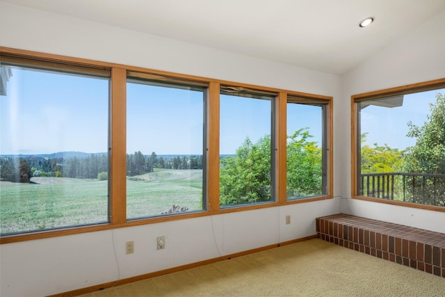 6624 S Ben Burr Rd, Spokane, WA 99223 - unfurnished sunroom featuring carpet floors, recessed lighting, and lofted ceiling