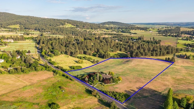 6624 S Ben Burr Rd, Spokane, WA 99223 - aerial view of sparsely populated area featuring property boundaries highlighted