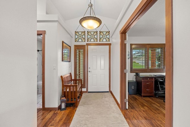 8918 E Clearview Ln, Spokane, WA 99217 - foyer entrance featuring dark wood finished floors and vaulted ceiling