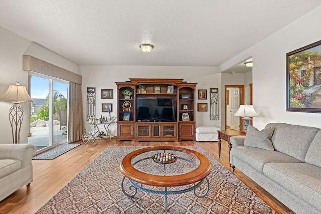 8918 E Clearview Ln, Spokane, WA 99217 - living area with wood finished floors and a textured ceiling