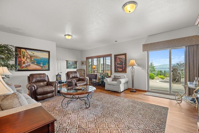 8918 E Clearview Ln, Spokane, WA 99217 - living area with wood finished floors and a textured ceiling