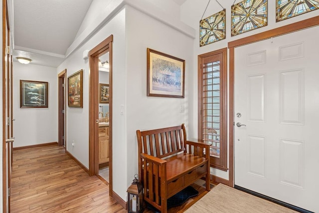 8918 E Clearview Ln, Spokane, WA 99217 - entryway featuring light wood-style flooring and lofted ceiling