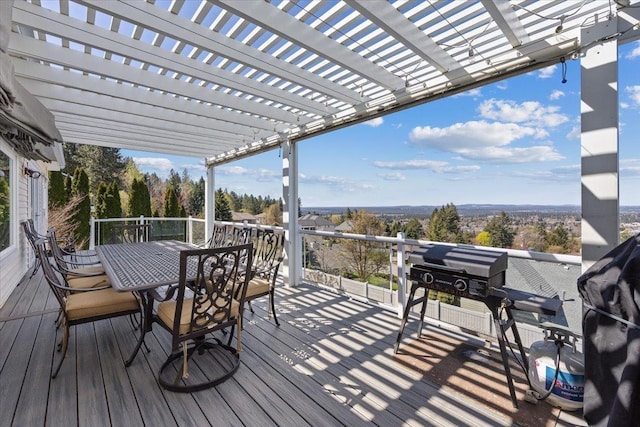 5106 E Glennaire Dr, Spokane, WA 99223 - wooden deck featuring a pergola and outdoor dining space