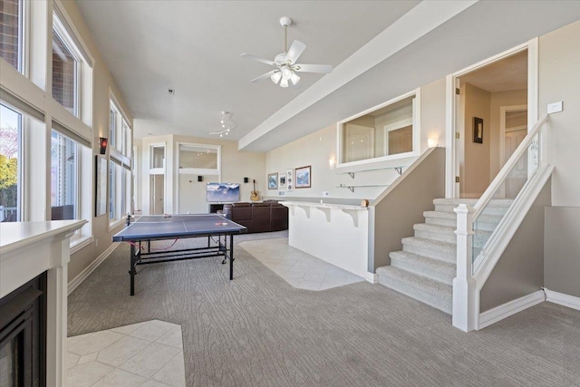 5106 E Glennaire Dr, Spokane, WA 99223 - playroom featuring light colored carpet and a ceiling fan