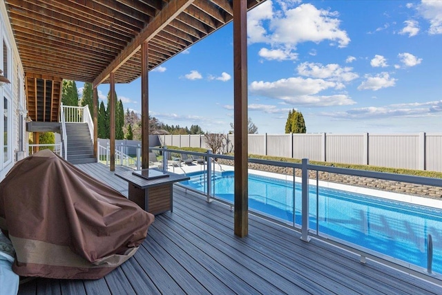 5106 E Glennaire Dr, Spokane, WA 99223 - deck featuring stairs and a fenced backyard