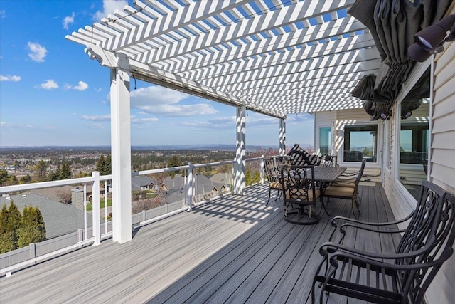 5106 E Glennaire Dr, Spokane, WA 99223 - wooden deck with a pergola and outdoor dining area
