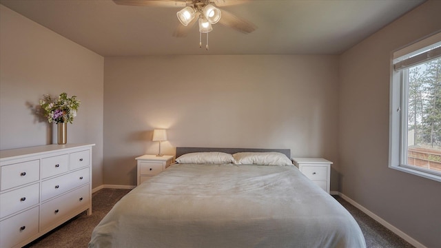 7169 S Parkridge Blvd, Spokane, WA 99224 - bedroom with dark colored carpet, multiple windows, and ceiling fan