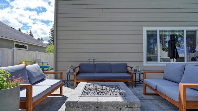 7169 S Parkridge Blvd, Spokane, WA 99224 - view of patio with an outdoor living space with a fire pit