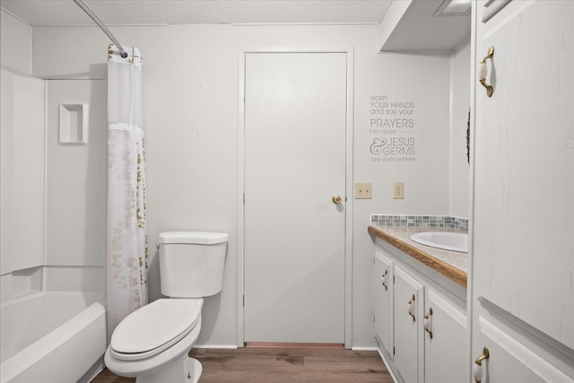 18822 E Montgomery Dr, Otis Orchards, WA 99027 - bathroom featuring vanity, wood finished floors, and shower / bath combo