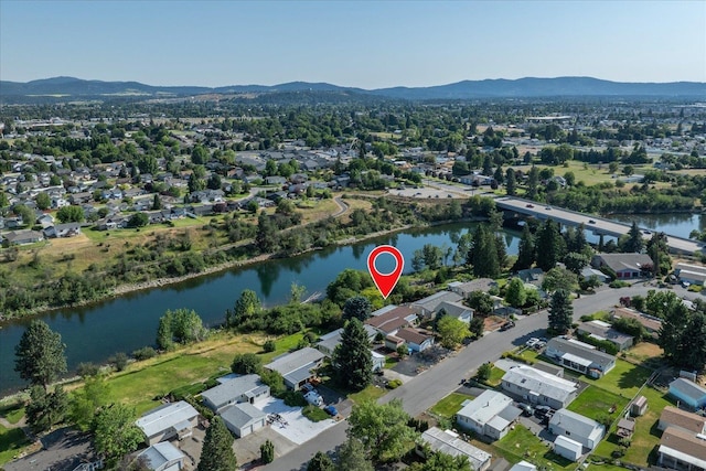 18822 E Montgomery Dr, Otis Orchards, WA 99027 - aerial view of property and surrounding area featuring a water and mountain view and nearby suburban area