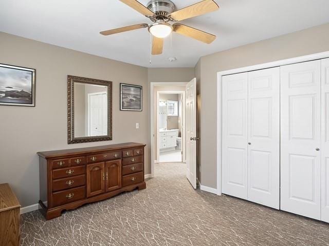 4332 S Greystone Ln, Spokane, WA 99223 - carpeted bedroom with a closet and a ceiling fan