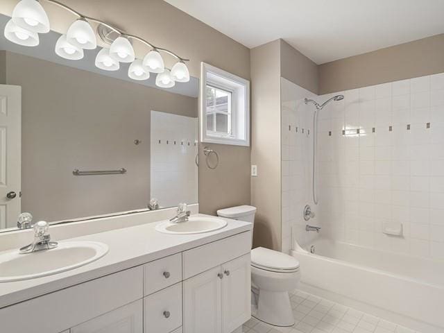 4332 S Greystone Ln, Spokane, WA 99223 - full bathroom featuring double vanity, tile patterned floors, and tub / shower combination