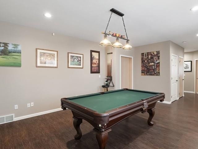 4332 S Greystone Ln, Spokane, WA 99223 - rec room with wood finished floors, billiards table, and recessed lighting