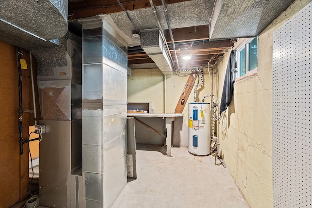 5504 N Post St, Spokane, WA 99205 - basement with electric water heater and concrete block wall