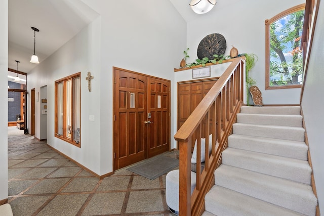 5321 Pinebrook Ct, Spokane, WA 99206 - foyer entrance featuring stairs and a high ceiling