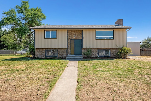 12024 E Buckeye Ave, Spokane Valley, WA 99206 - split foyer home with a chimney and stone siding