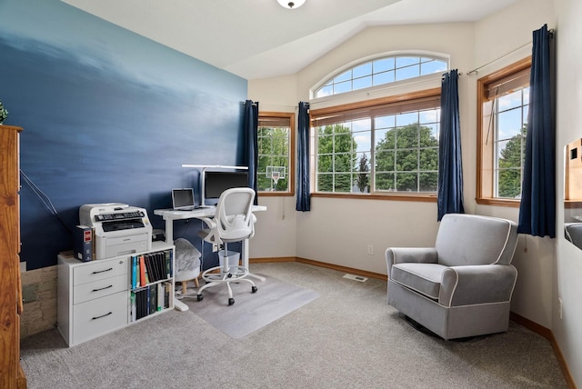 17110 E Daybreak Ln, Spokane Valley, WA 99016 - home office featuring carpet flooring and lofted ceiling