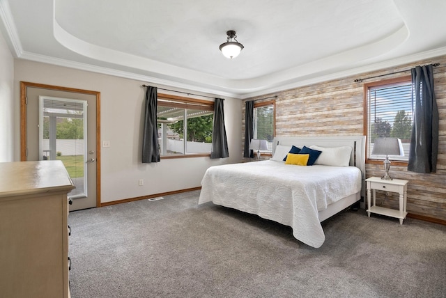17110 E Daybreak Ln, Spokane Valley, WA 99016 - bedroom with a tray ceiling, carpet flooring, and ornamental molding