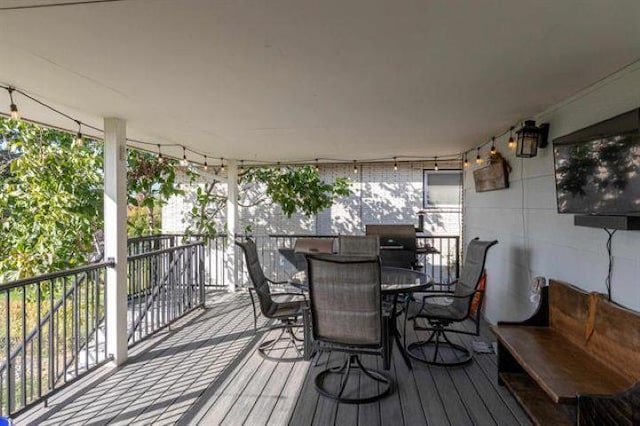 5801 N Drumheller St, Spokane, WA 99205 - wooden terrace featuring outdoor dining space
