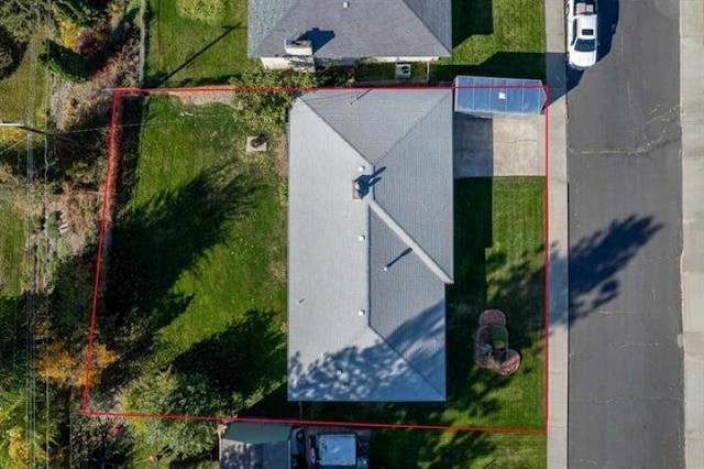 5801 N Drumheller St, Spokane, WA 99205 - aerial view of property and surrounding area with property parcel outlined