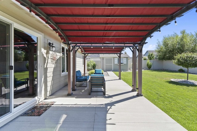 2373 N Colonial Rd, Liberty Lake, WA 99016 - fenced backyard with a patio area and a storage unit