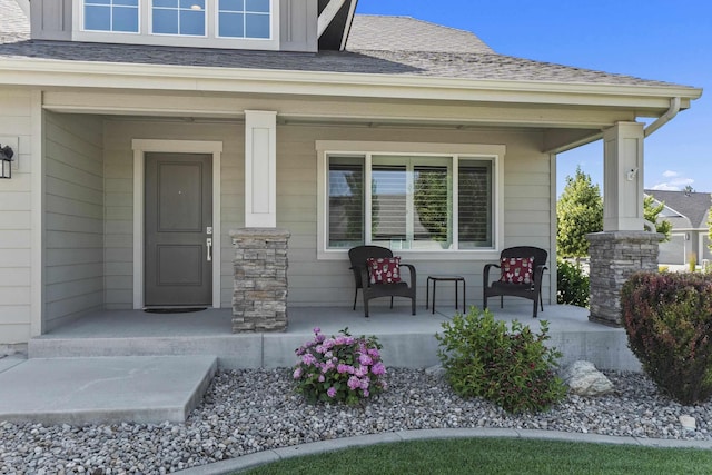 2373 N Colonial Rd, Liberty Lake, WA 99016 - property entrance with a porch and a shingled roof