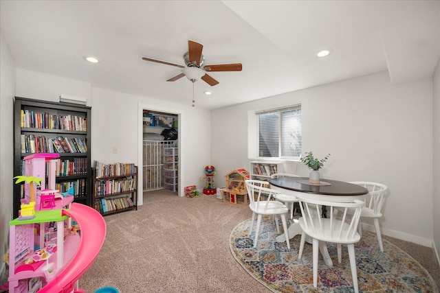 5916 S Division St, Spokane, WA 99224 - recreation room with a ceiling fan, recessed lighting, and carpet floors