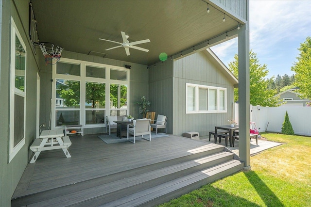 5916 S Division St, Spokane, WA 99224 - wooden terrace featuring ceiling fan