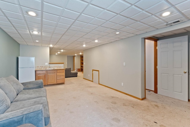 17813 N Lidgerwood St, Colbert, WA 99005 - unfurnished living room featuring light colored carpet, bar area, and recessed lighting