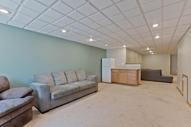 17813 N Lidgerwood St, Colbert, WA 99005 - living room with light carpet, recessed lighting, and bar area