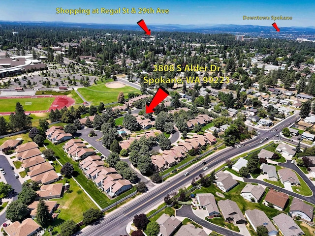 3808 S Alder Dr, Spokane, WA 99223 - aerial overview of property's location with nearby suburban area