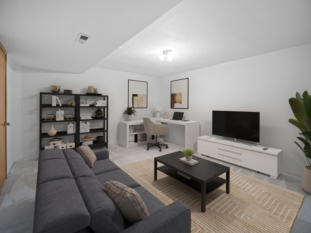 3808 S Alder Dr, Spokane, WA 99223 - living room featuring an office area and light carpet