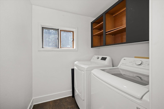 8024 E Elde Dr, Spokane, WA 99212 - laundry area with washer and clothes dryer and dark wood-style floors