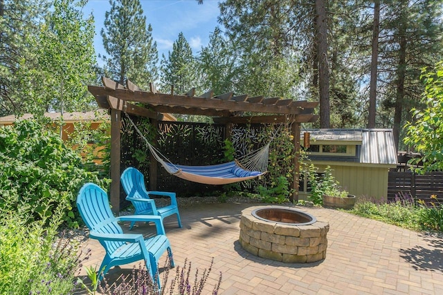 8024 E Elde Dr, Spokane, WA 99212 - view of patio / terrace featuring an outdoor fire pit
