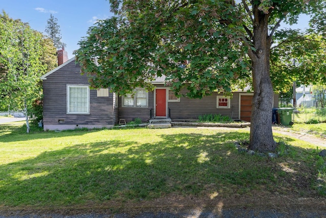 106 E 29th Avenue Corner Of 29Th & Tekoa - Entry & Garage On Tekoa, Spokane, WA 99203 - view of front of house with entry steps, a front yard, a chimney, and crawl space