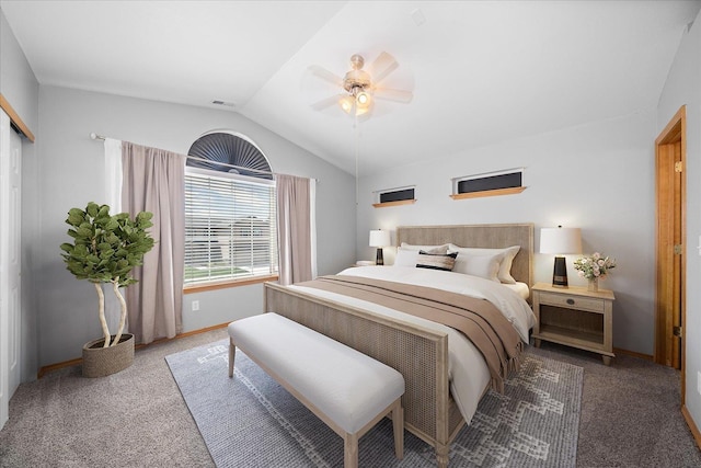 10002 W Richland Rd, Cheney, WA 99004 - carpeted bedroom with lofted ceiling and a ceiling fan