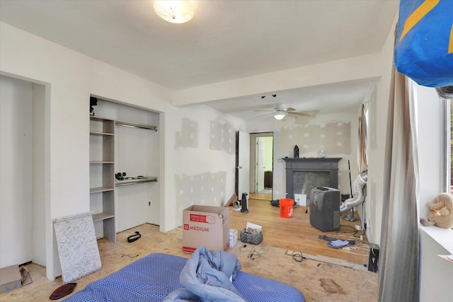 452 W 26th Ave, Spokane, WA 99203 - living area with a fireplace and a ceiling fan