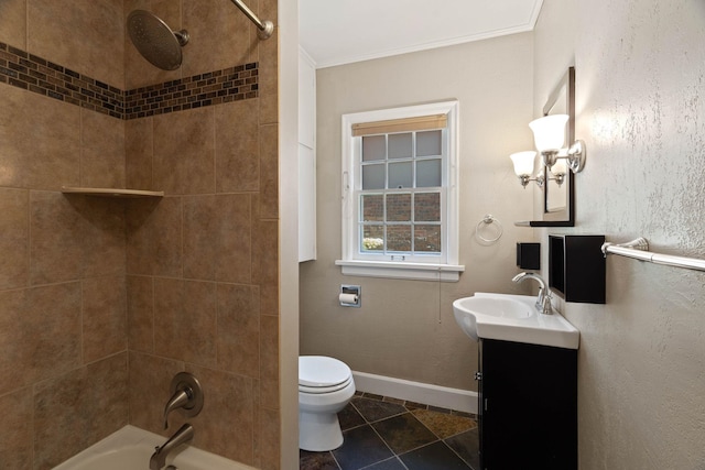 818 W 27th Ave, Spokane, WA 99203 - full bath featuring vanity, ornamental molding, washtub / shower combination, and tile patterned flooring