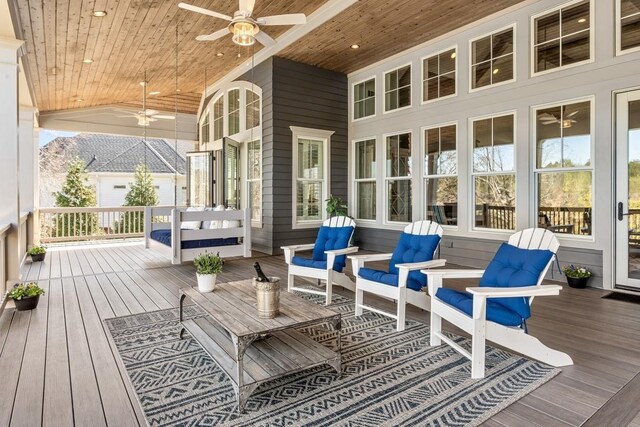1611 Lighthouse Cir, Greensboro, GA 30642 - wooden deck with an outdoor living space and ceiling fan