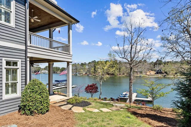 1611 Lighthouse Cir, Greensboro, GA 30642 - view of yard featuring a water view and ceiling fan