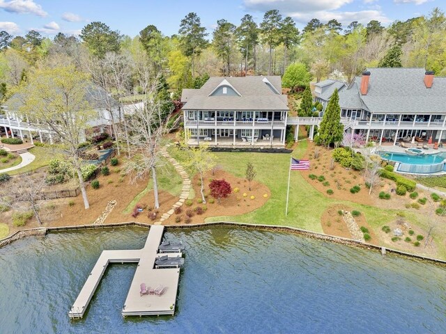 1611 Lighthouse Cir, Greensboro, GA 30642 - birds eye view of property with a water view