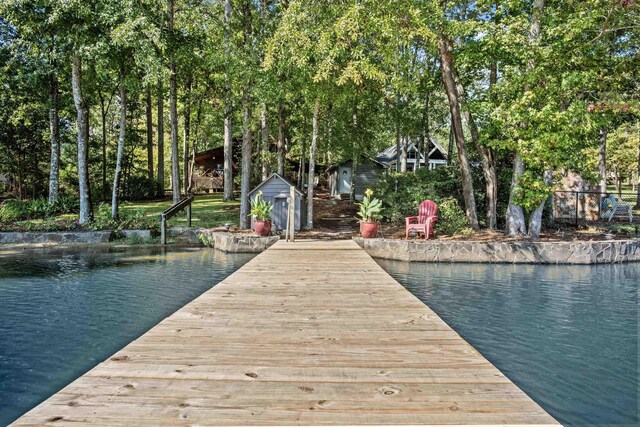 dock area featuring a water view