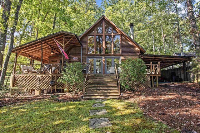 back of property with french doors