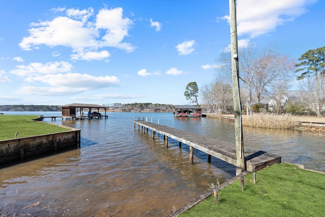 view of dock featuring a water view